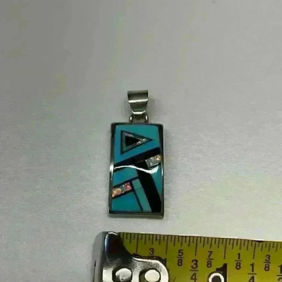 Cecil Ashley Sterling Silver Pendant with Turquoise and Opal Inlays - Picture 6 of 6